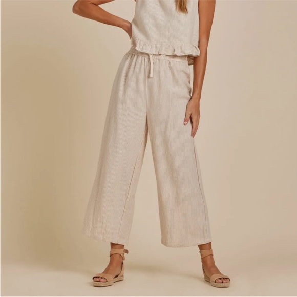 Rylee + Cru Pants - Rylee + Cru Beige Wide-Leg Pants